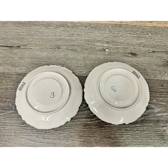 Vtg. Fitz and Floyd Pansy Parade Purple April Pansies 6” Saucer ~set Of 2 - Picture 4 of 5